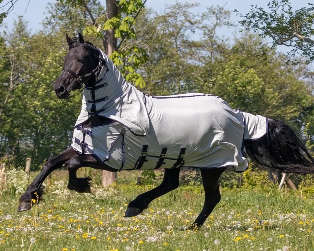 QHP Vliegendeken Met Hals Barok 165/215cm - Grijs