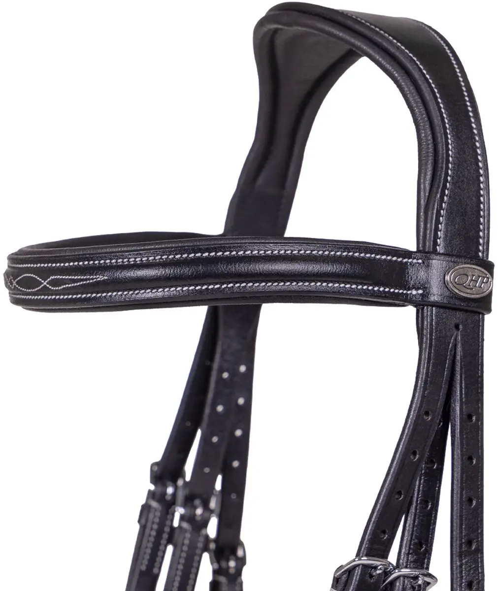 QHP Hoofdstel Luxe Lage Neusriem - Pony - Zwart - afbeelding 3 van 6