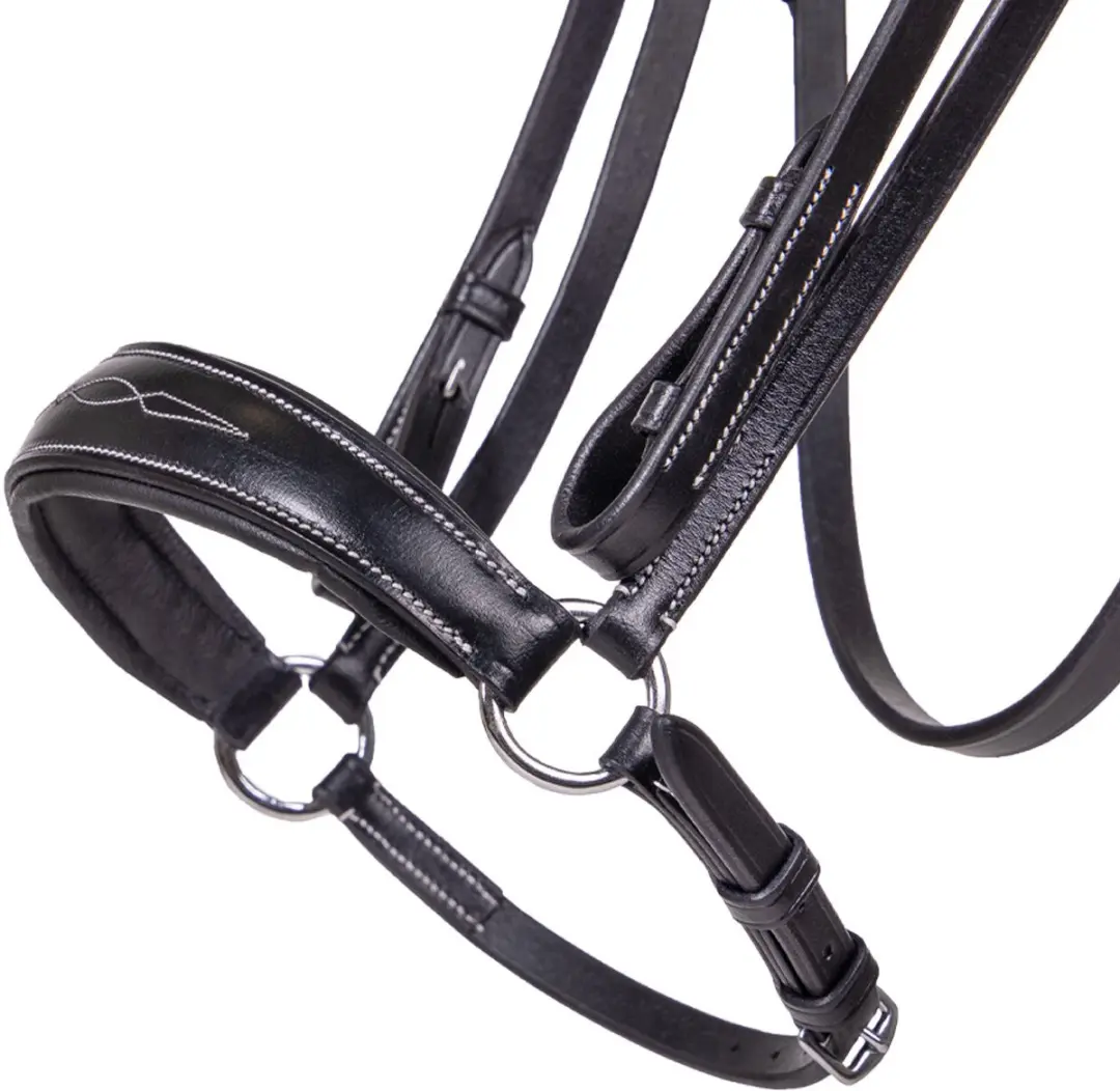 QHP Hoofdstel Luxe Lage Neusriem - Pony - Zwart - afbeelding 5 van 6