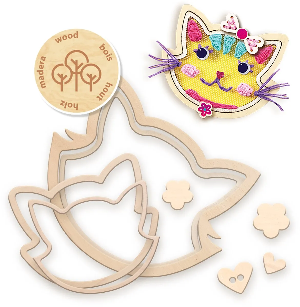 SES Creative Hobby Pink Borduren Katten Knutselset - 2 Stuks