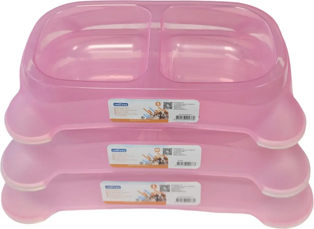 Nobleza Dubbele Voerbak Roze M - 2x500ml Kunststof