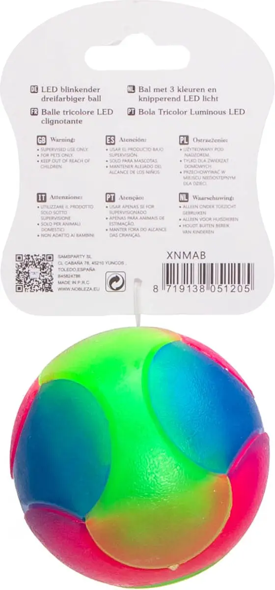 Nobleza Lichtgevende Hondenbal LED - Drijvend Rubber Ø6,5cm - Maat L
