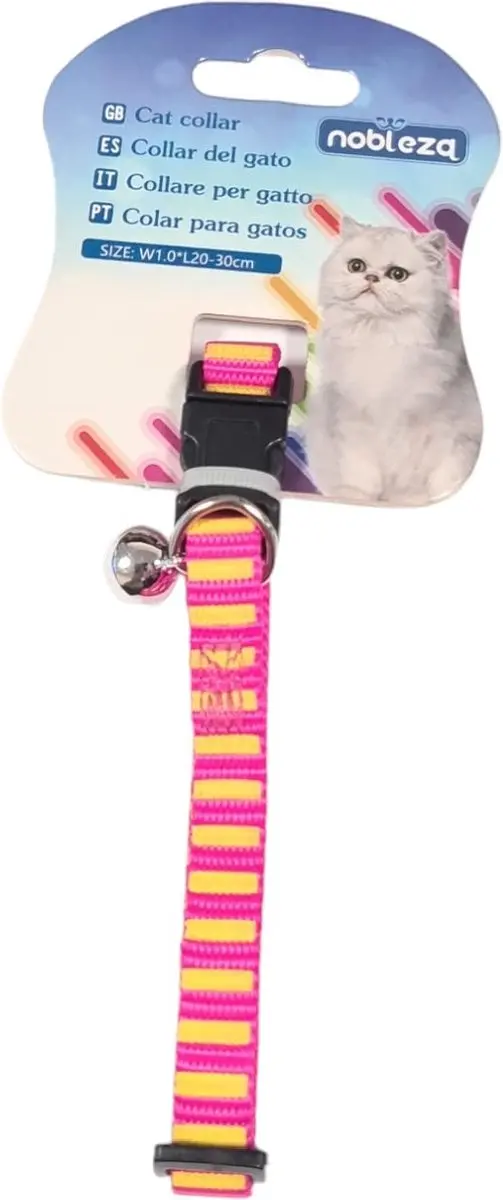Nobleza Kattenhalsband 20-30cm - Roze/Geel - afbeelding 6 van 6