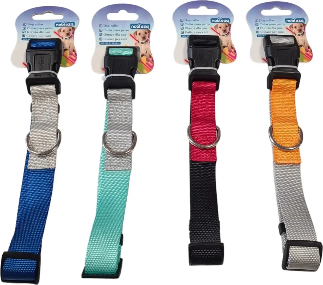 Nobleza Hondenhalsband XL - Fluorescerend Polyester - Zwart/Rood
