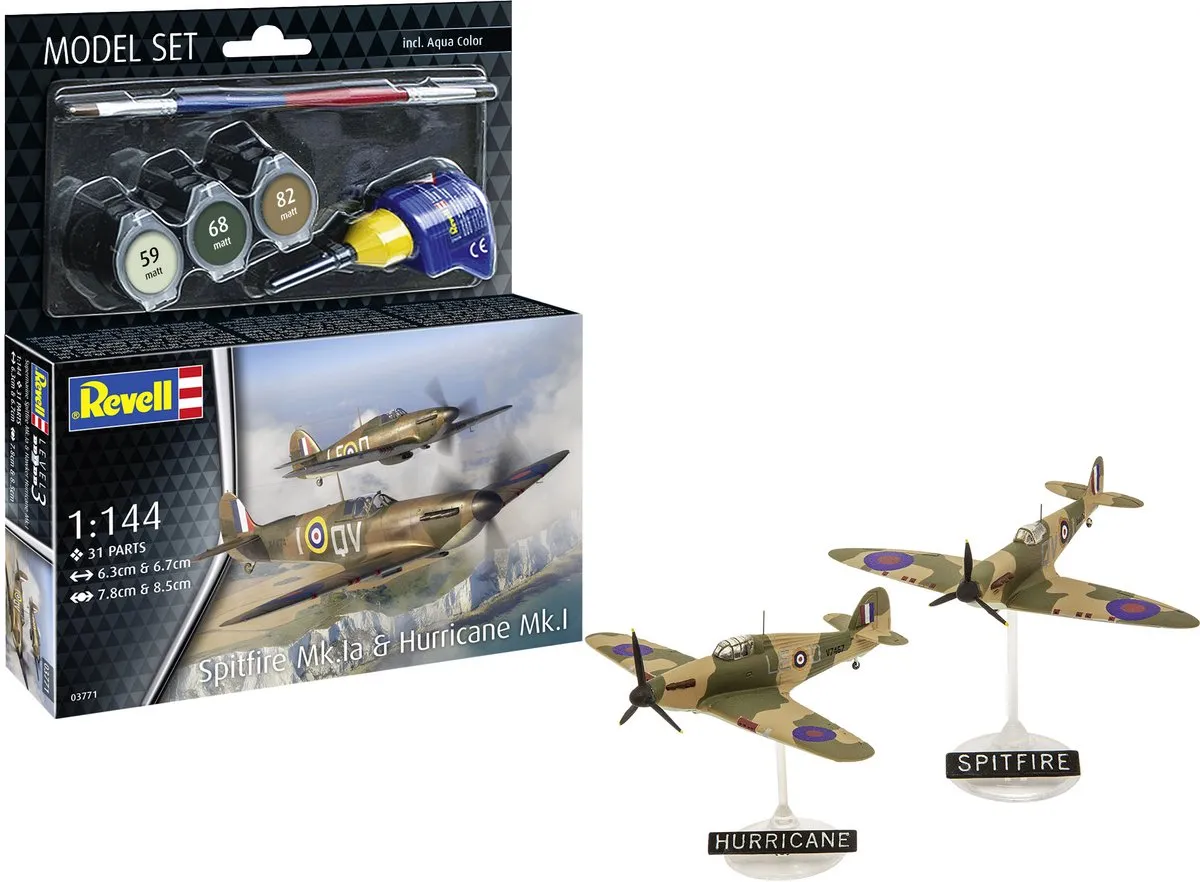 Revell 63771 Spitfire Mk.1a & Hurricane Mk.1 Modelbouwpakket 1:144