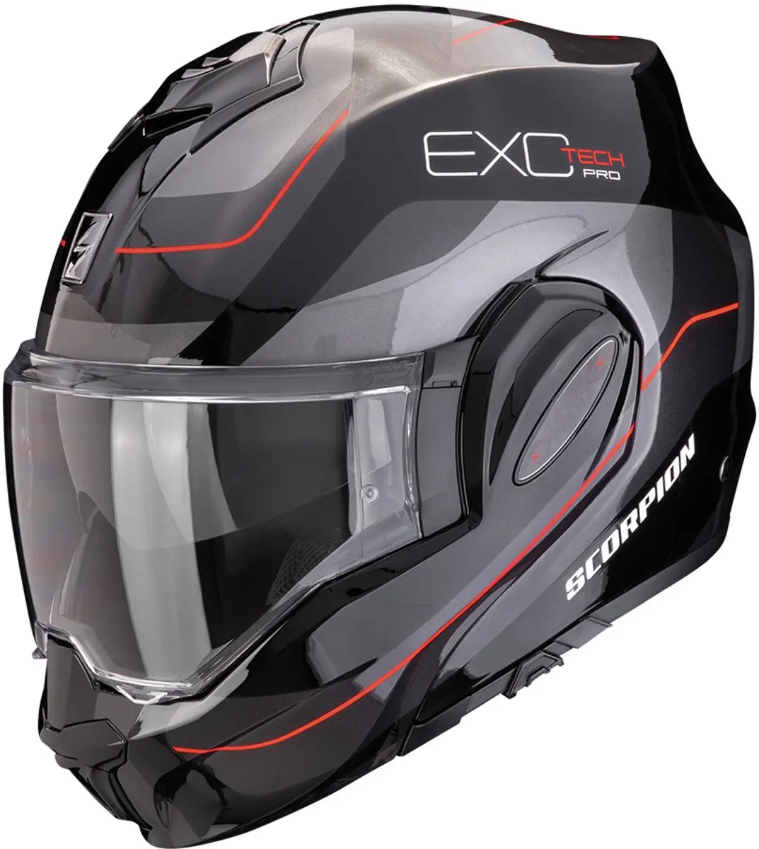 Scorpion Exo-Tech Evo Pro Commuta Zwart-Zilver-Rood Systeemhelm
