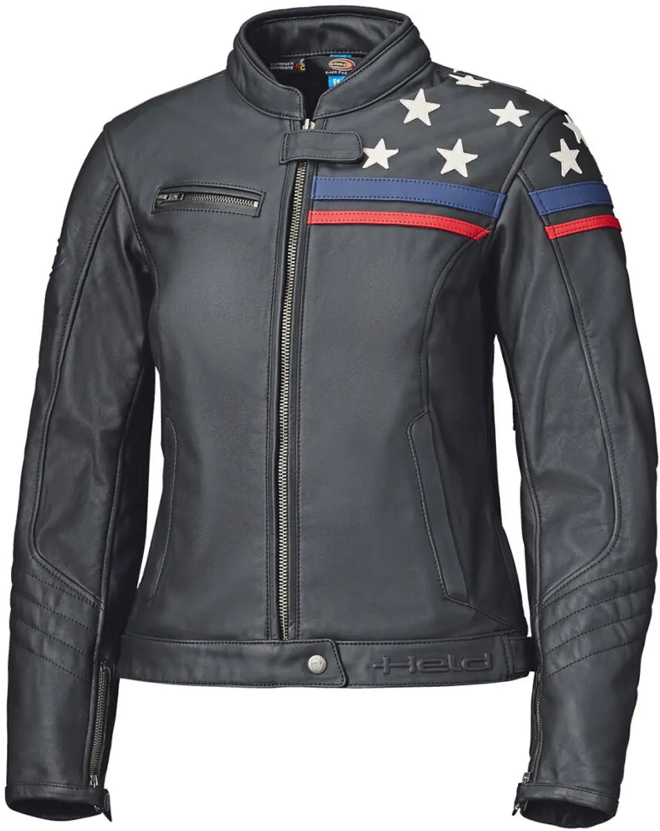 Held Midway Dames Zwart Wit Leren Motorjas