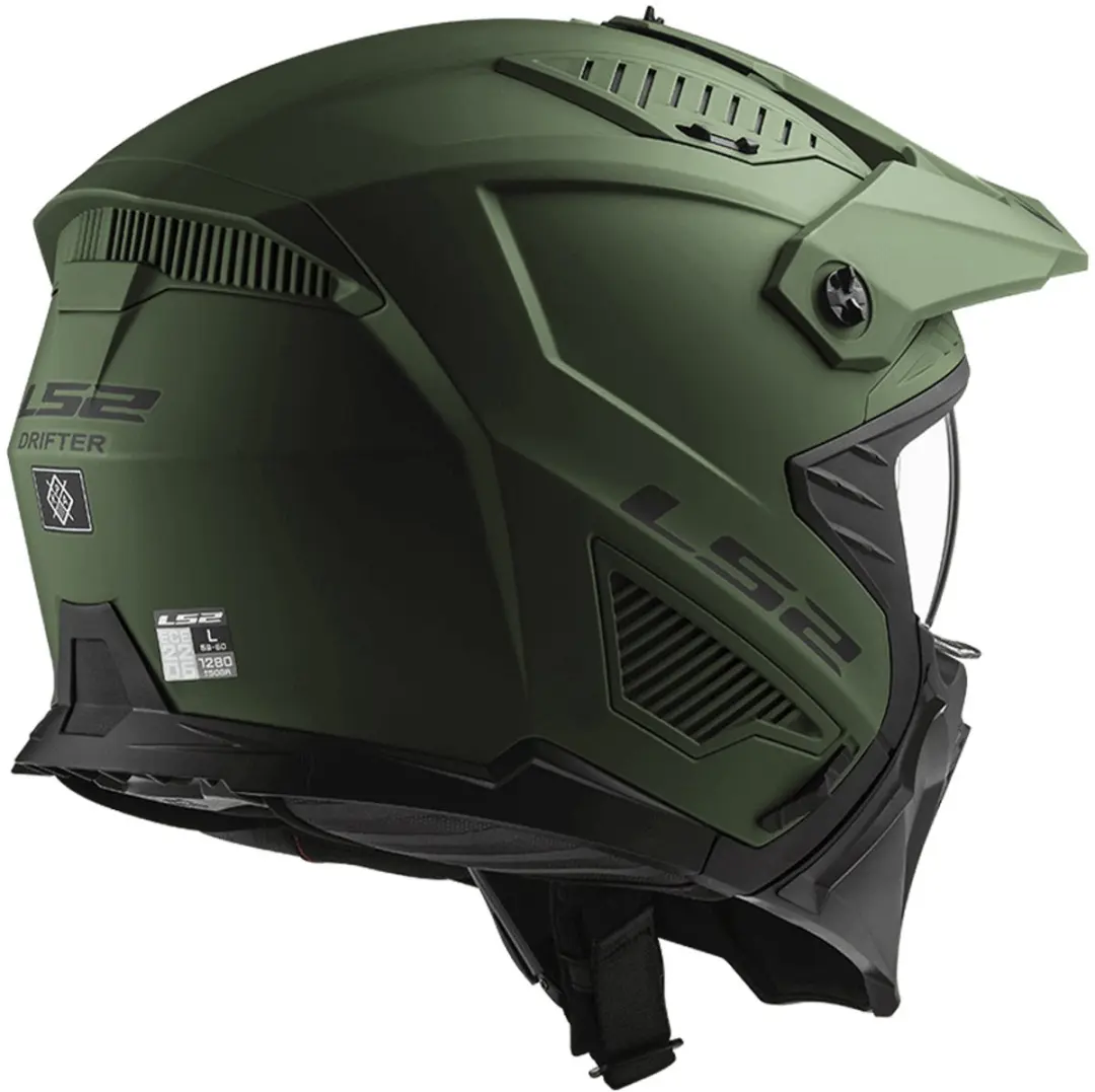 LS2 OF606 Drifter Solid Mat Helm - Maat S - Legergroen