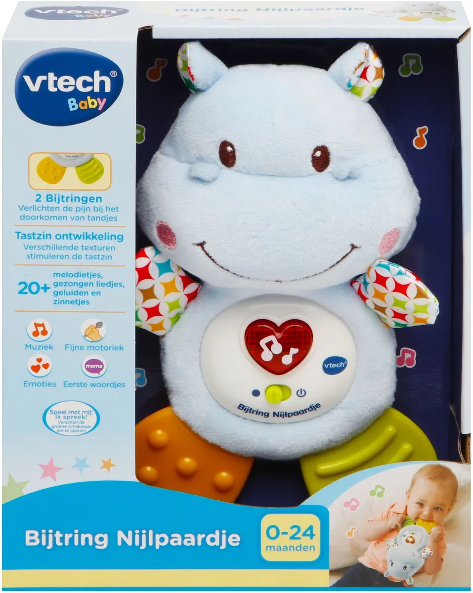 VTech Baby Bijtring Nijlpaardje - Liedjes & Geluiden - Multikleuren