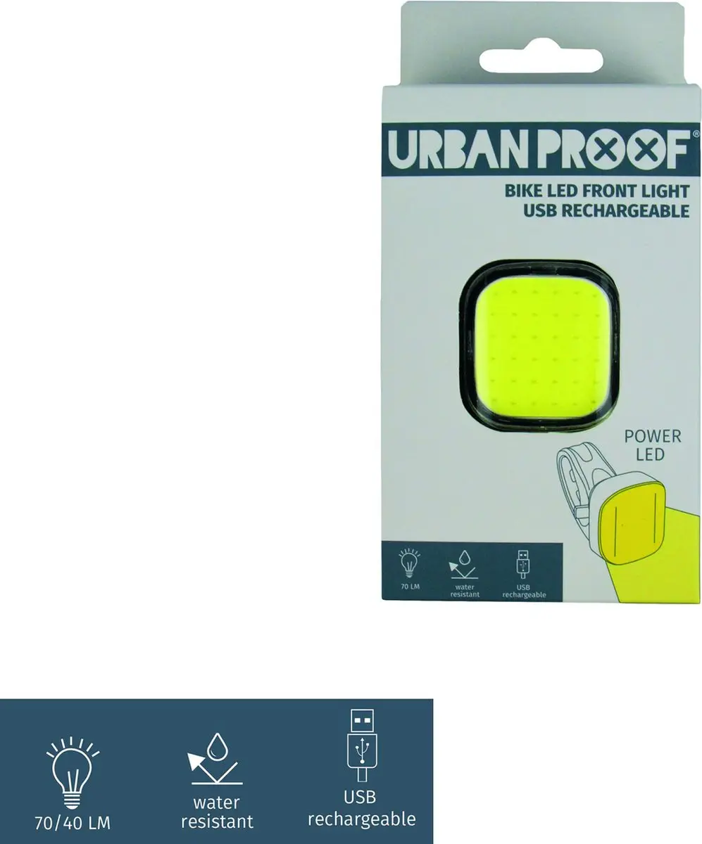 URBAN PROOF Ultra Bright USB Fietslamp - Geel