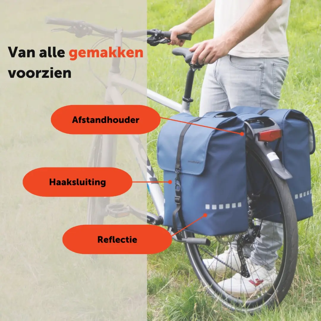 New Looxs Odense Double Fietstassen - 39L - Dark Blue