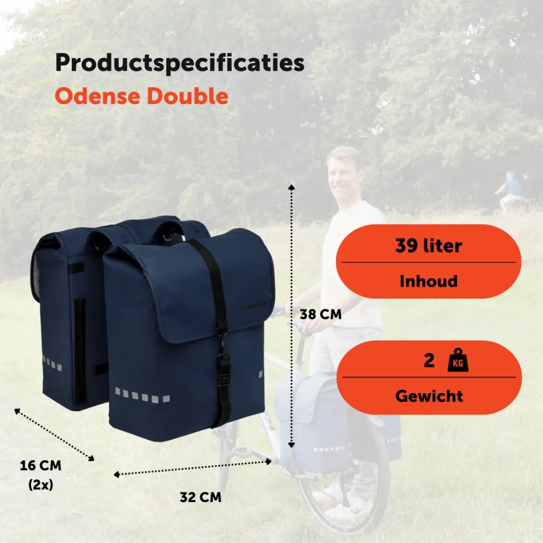 New Looxs Odense Double Fietstassen - 39L - Dark Blue