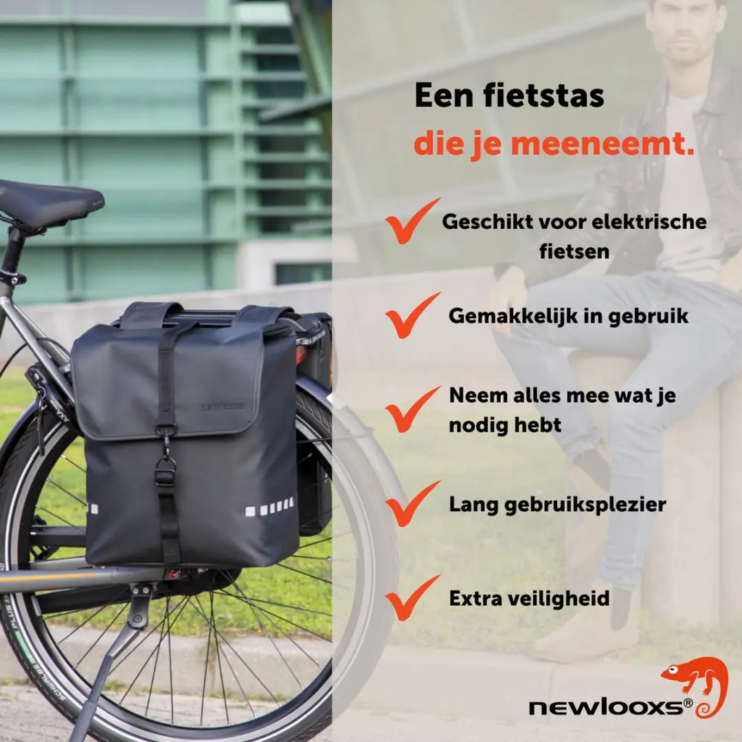 New Looxs Odense Double Fietstassen - 39L - Dark Blue