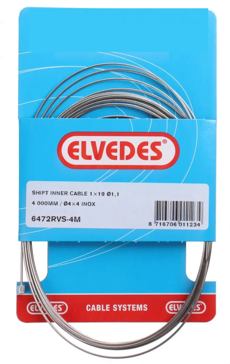 Schakel binnenkabel Elvedes 4000mm RVS ø1,1mm Shimano / Sram N-nippel (op kaart