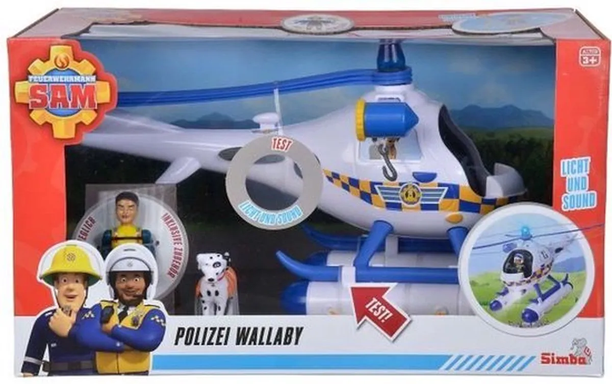 Smoby Brandweerman Sam Wallaby Politiehelikopter Geluid & Licht - Meerkleurig - afbeelding 6 van 6