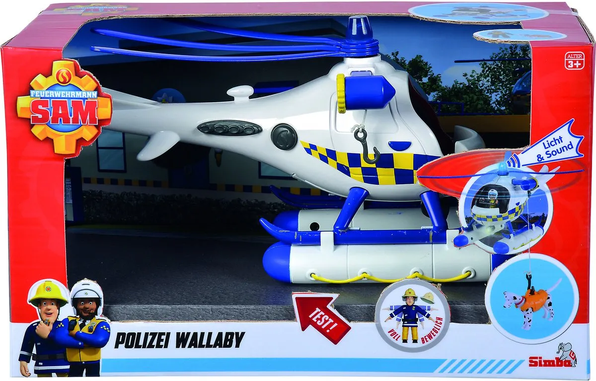 Smoby Brandweerman Sam Wallaby Politiehelikopter Geluid & Licht - Meerkleurig