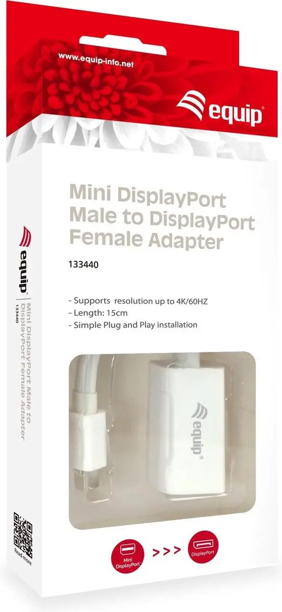 Equip 133440 Mini DisplayPort naar DisplayPort Adapter - Wit - afbeelding 5 van 5