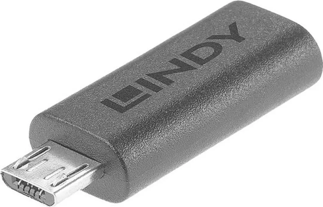 Lindy 41903 USB-C naar Micro-USB 2.0 Adapter - Zwart