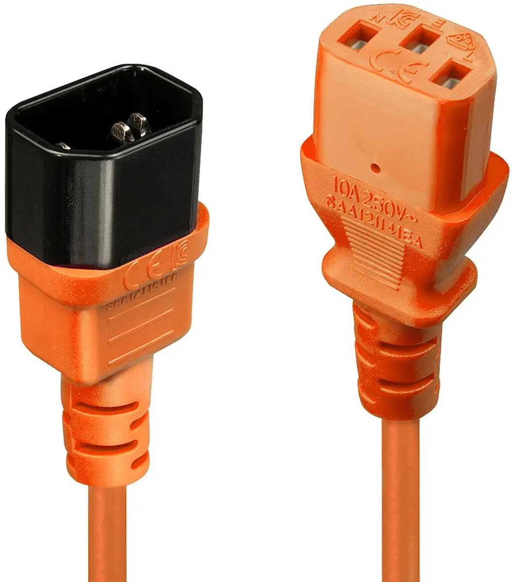Lindy Stroomverlengkabel C14-C13 10A 1m - Oranje