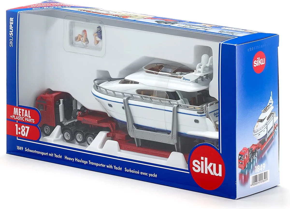SIKU 1849 Zwaartransport met Jacht 1:87 - Rood/Wit