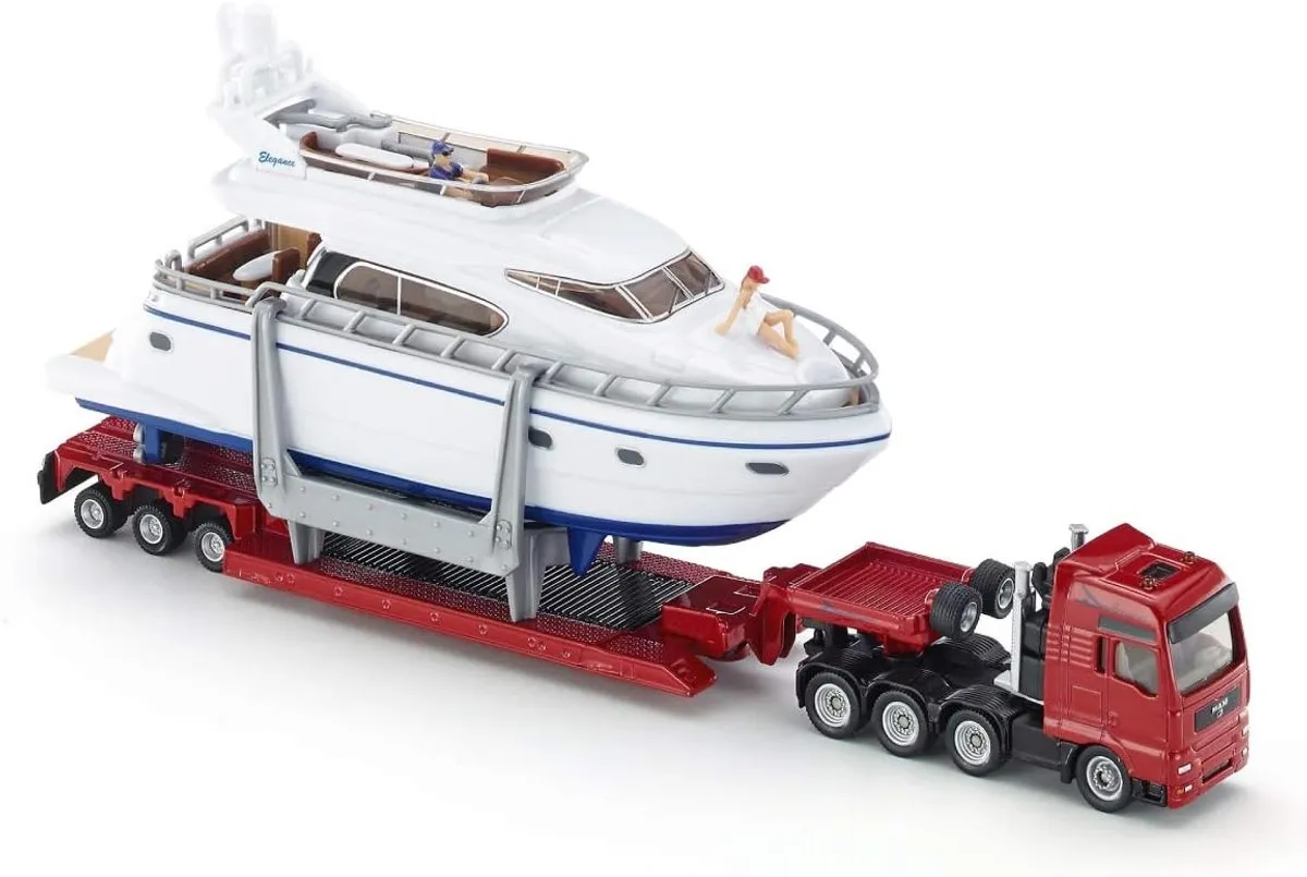 SIKU 1849 Zwaartransport met Jacht 1:87 - Rood/Wit