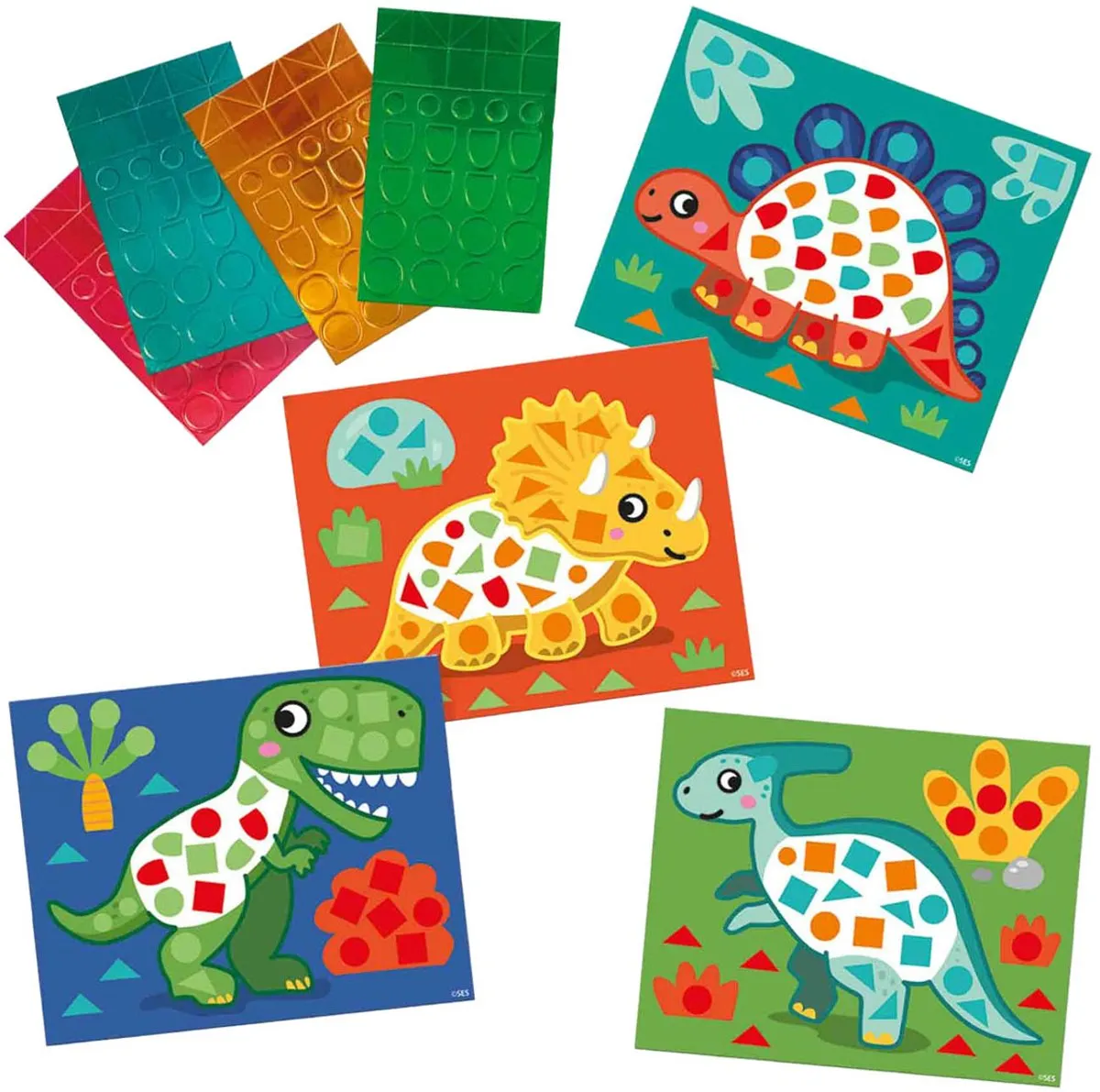 SES Creative Dino’s Mozaïeken Knutselset - 4 Grote Kaarten