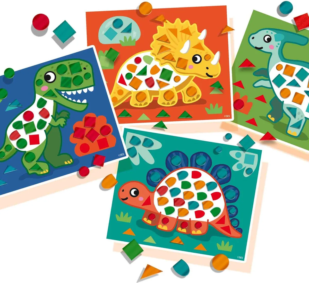SES Creative Dino’s Mozaïeken Knutselset - 4 Grote Kaarten