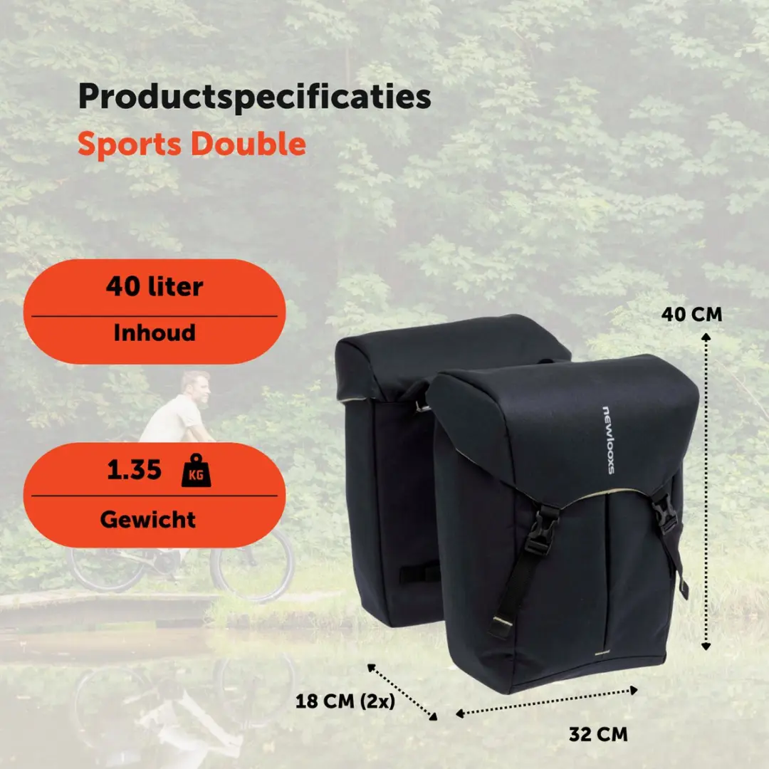 New Looxs Sports Double Fietstas 40L - Zwart