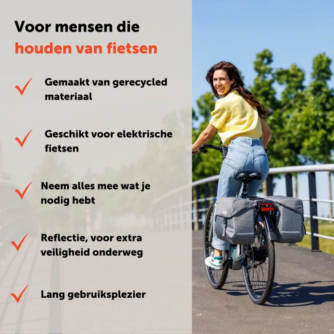 New Looxs Nima Mondi Joy Double Fietstas 38L - Zwart - afbeelding 6 van 6