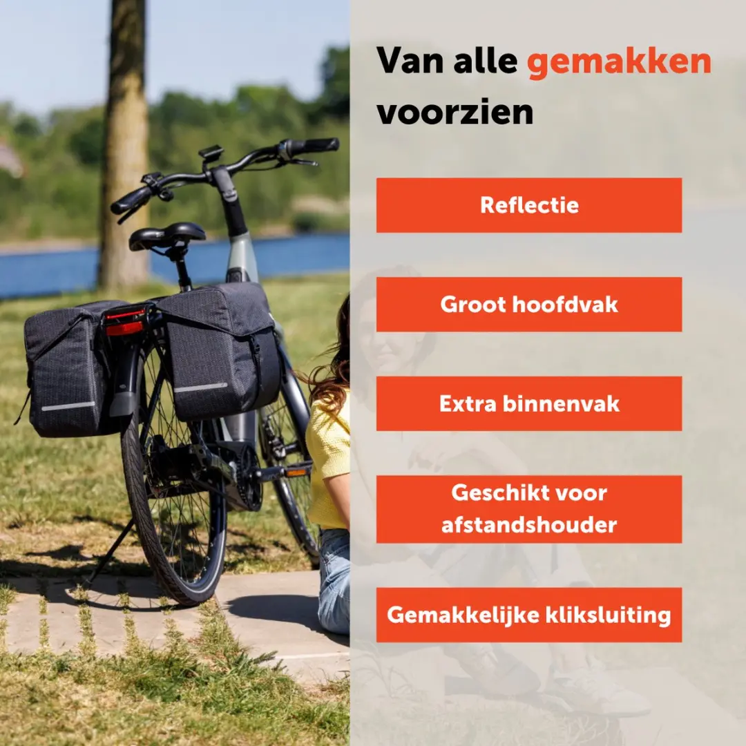 New Looxs Nima Mondi Joy Double Fietstas 38L - Zwart