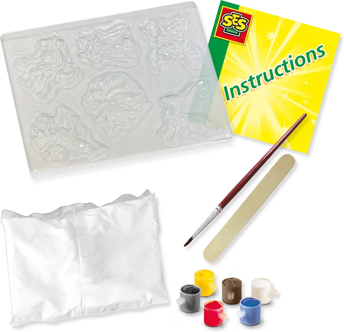 SES Creative Mythische Wezens Gipsgietset - 6 Kleuren Verf