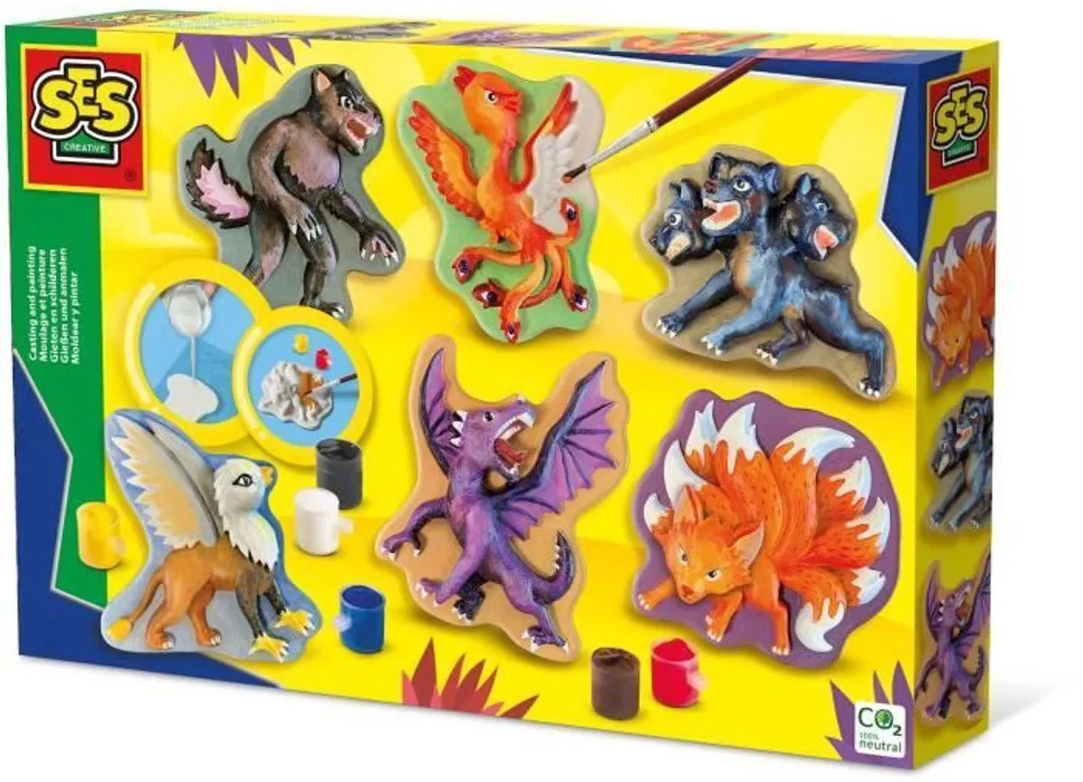 SES Creative Mythische Wezens Gipsgietset - 6 Kleuren Verf