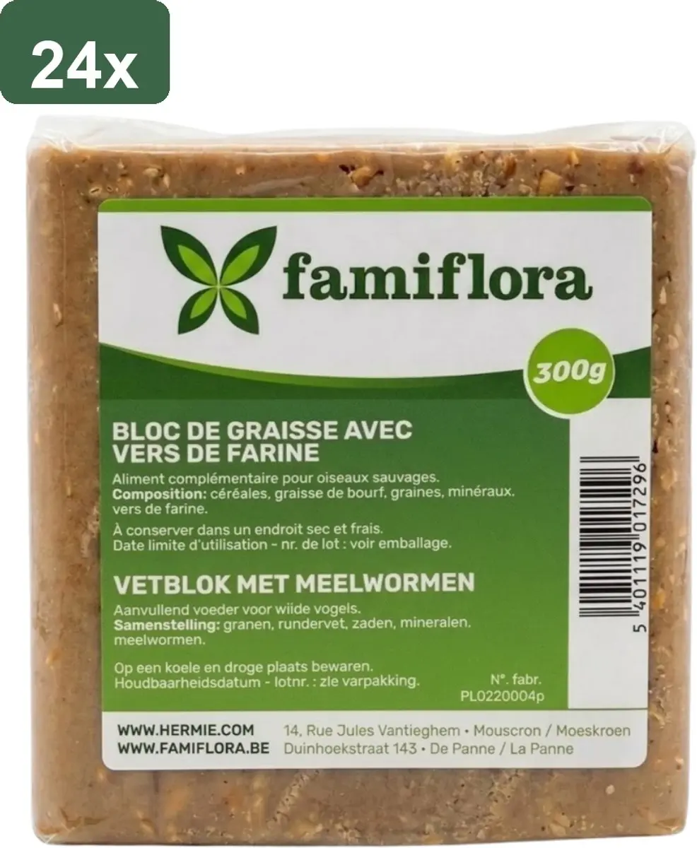 Famiflora Vetblok Pindakaas Tuinvogels 24 Stuks