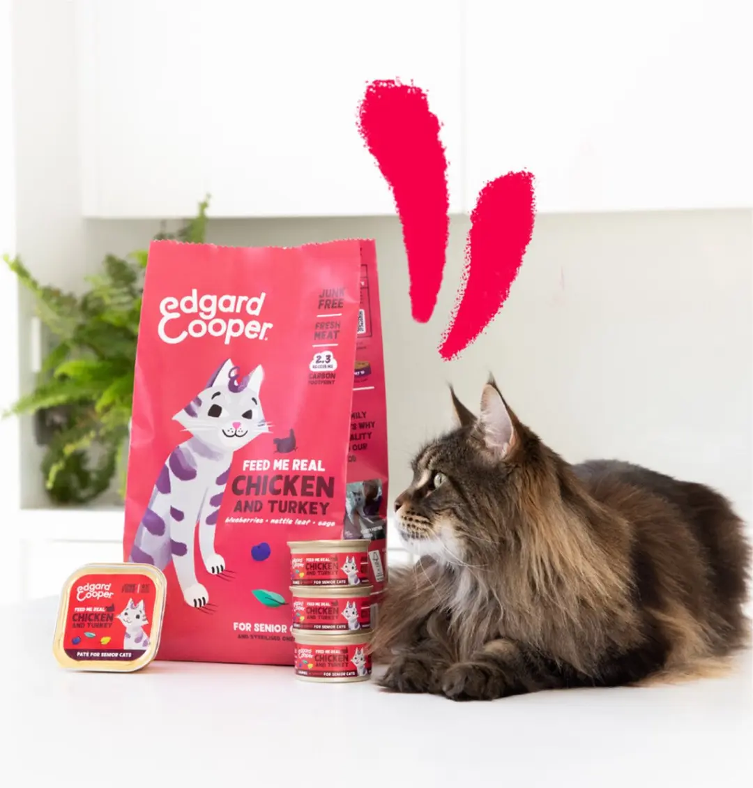 Edgard & Cooper Senior Kattenvoer Kip-Kalkoen 2kg - 4 Stuks