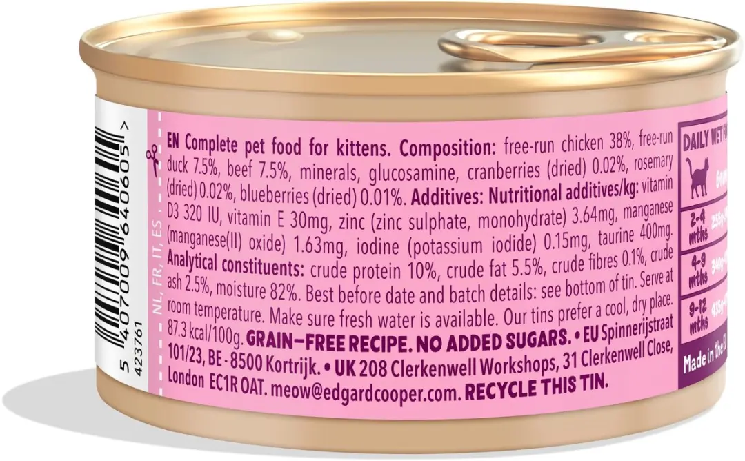 Edgard & Cooper Kattenvoer - Verse Eend & Kip 18x85g