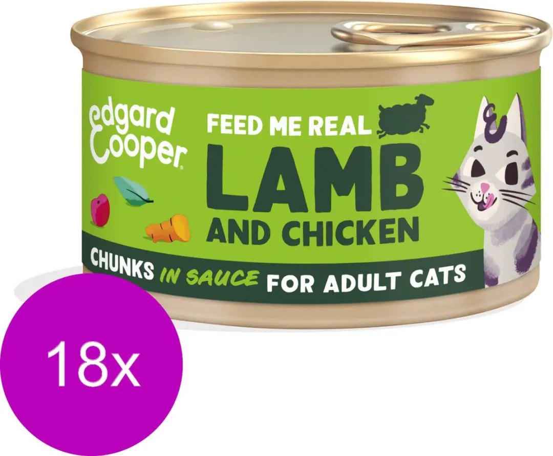 Edgard & Cooper Natvoer Lam & Kip Gesteriliseerde Kat 18x85g