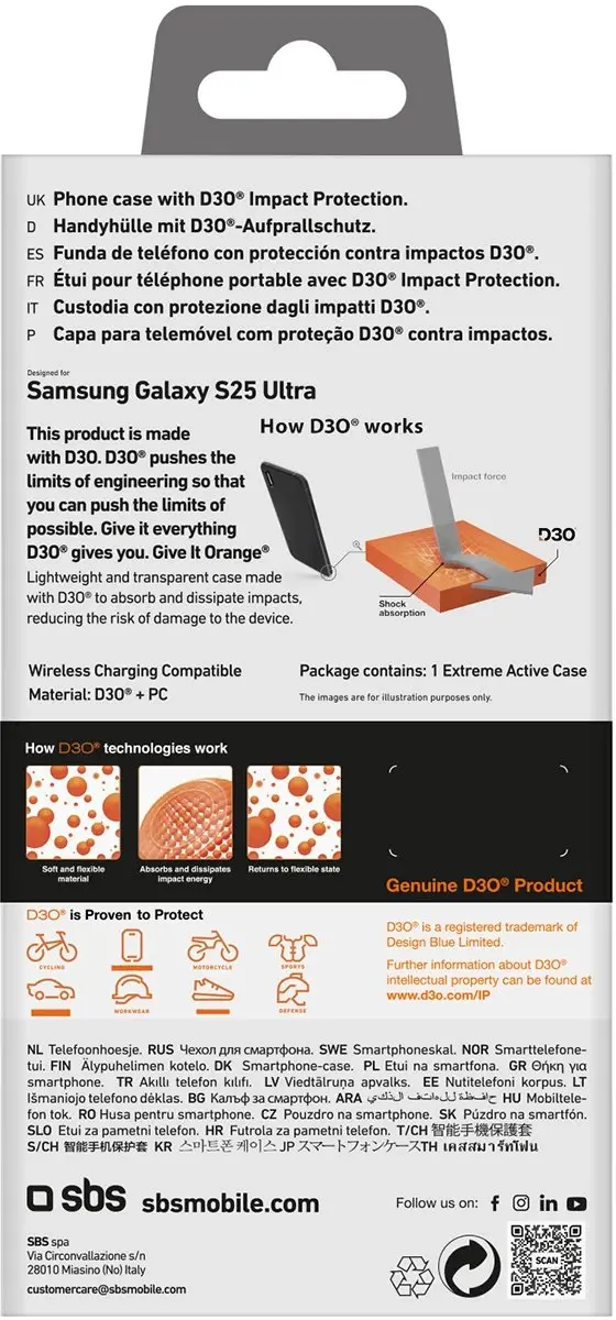 SBS Telefoonhoes Samsung Galaxy S25 Ultra - Transparant D3O - afbeelding 6 van 6
