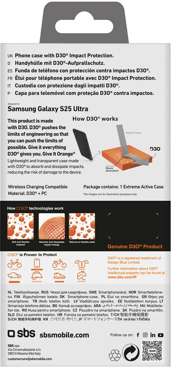 SBS Telefoonhoes Samsung Galaxy S25 Ultra - Transparant D3O