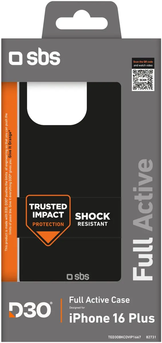 SBS Full Active Serie Beschermhoes iPhone 16 Plus D3O - Zwart - afbeelding 2 van 3