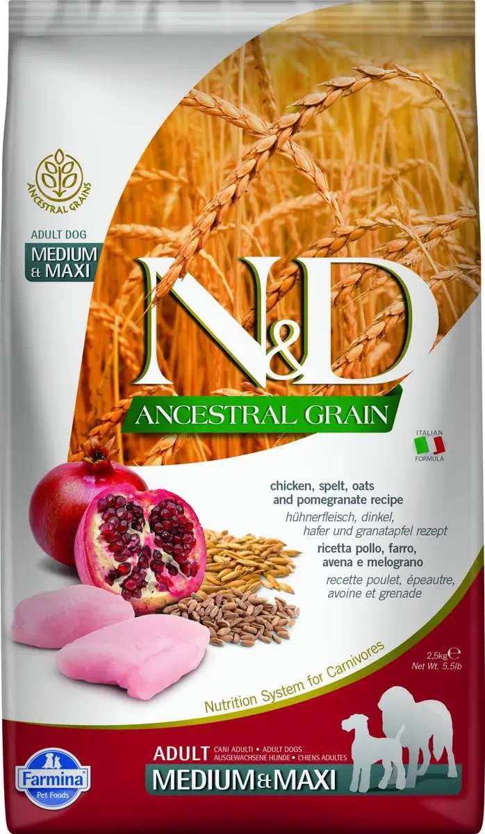 N&D Ancestral Grain Hondenvoer Kip Medium/Maxi 2,5 kg
