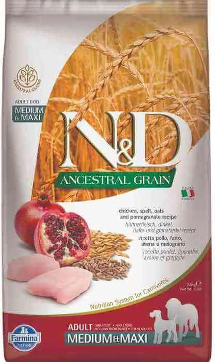 N&D Ancestral Grain Hondenvoer Kip Medium/Maxi 2,5 kg