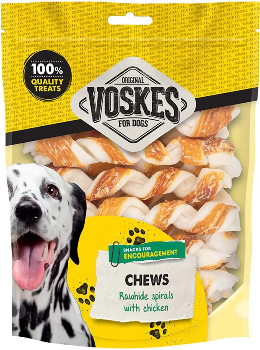 Voskes Hondensnacks Spiralen Runderhuid & Eend - 20 Stuks