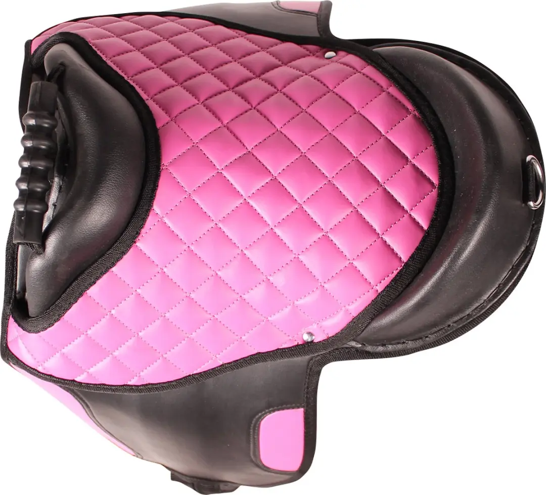 QHP Shetland Zadel 14 inch - Roze - inclusief beugels & singel