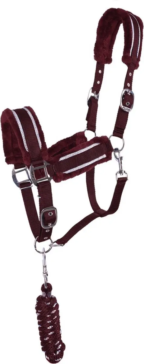 QHP Halsterset Dolci Rood-zilver - Full