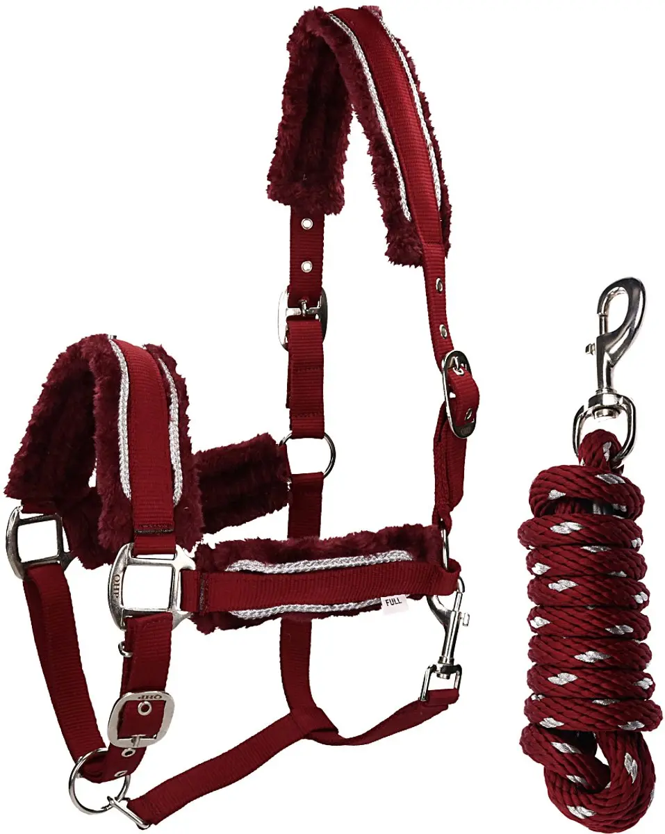 QHP Halsterset Dolci Rood-zilver