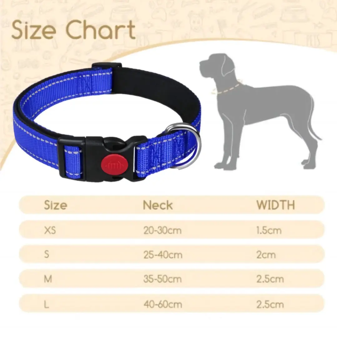 Nobleza Hondenhalsband L - Blauw - Reflecterend