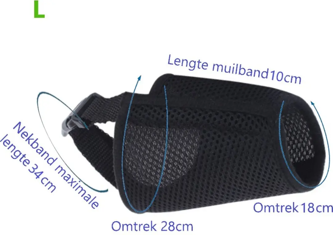 Nobleza Muilband Hond - Zwart - Mesh - L