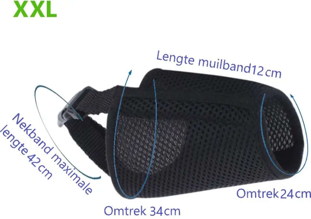 Nobleza Muilkorf Honden XXL - Zwart Mesh