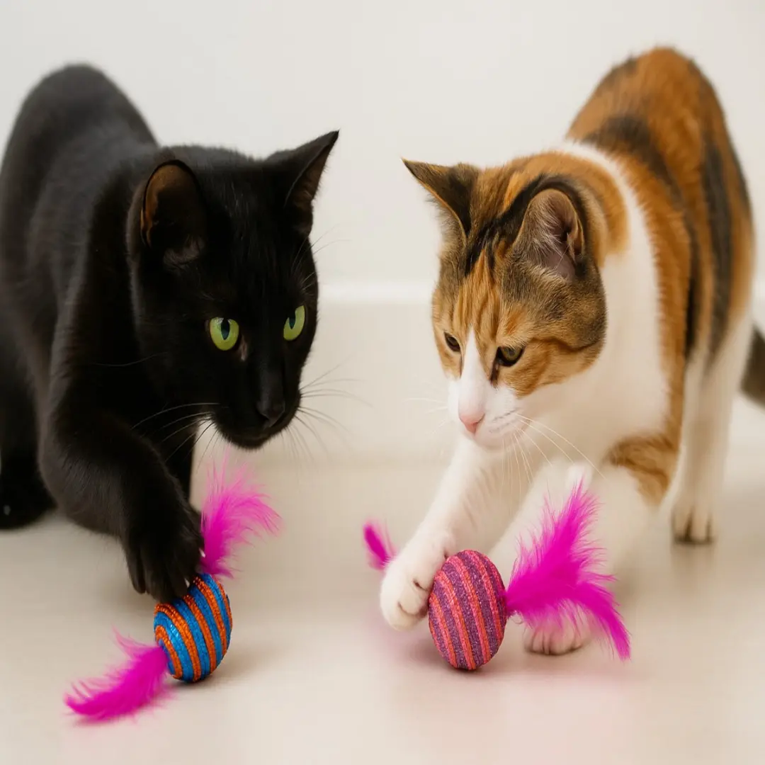Nobleza Kattenspeeltjes Roze - 2 Stuks met Veren en Belletje