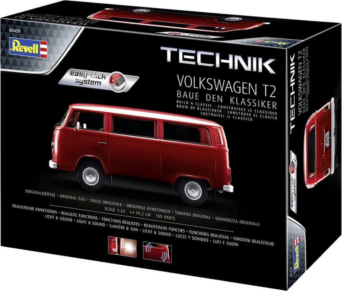 Revell 00459 Volkswagen T2 Bus Modelbouwpakket - 1:24 - Easy Click System - Multi